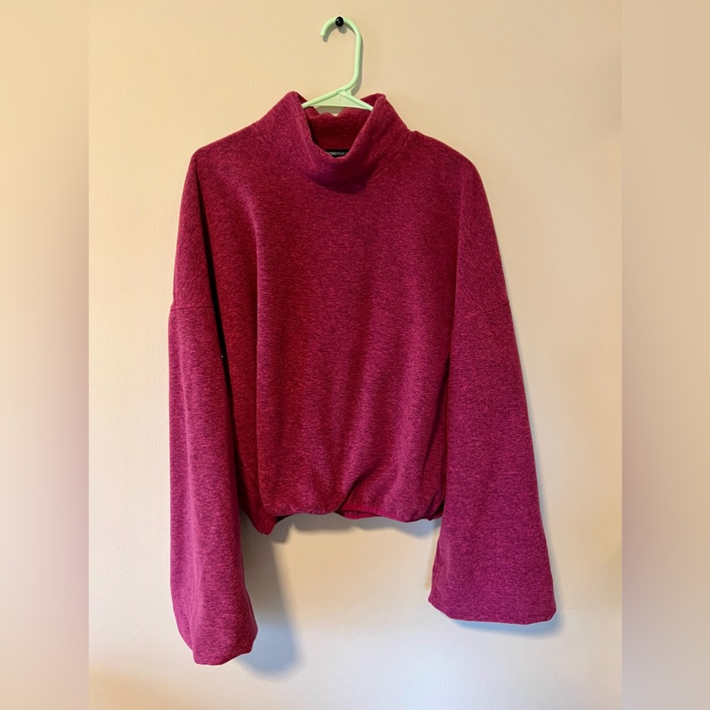 beyond yoga back east pullover heathered dark beet